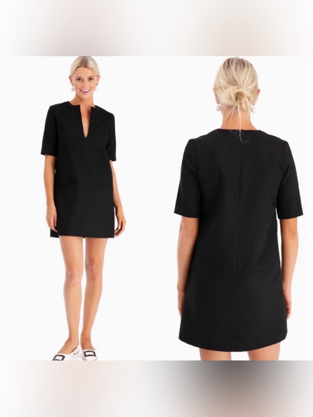 Emerson Fry Tuckernuck Black Twill Shift Dress XS Mod Modern Minimalist